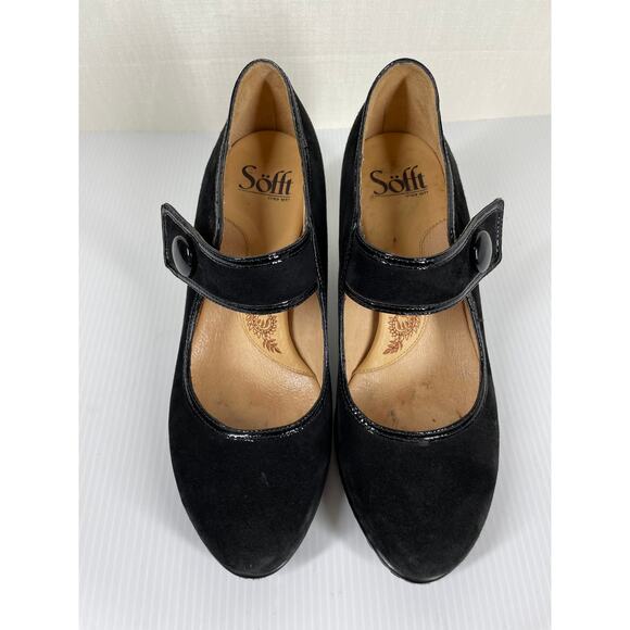 SOFFT Black Velvet Mary Jane Heels Sz 6.5 Dark Academia Whimsigoth Dark Academia - Picture 5 of 13